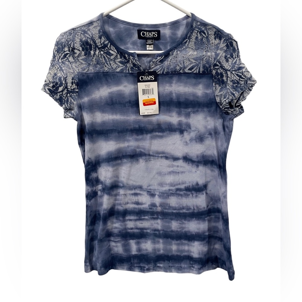 CHAPS BLUE RIDGE PULLOVER TOP, NWT, S/P